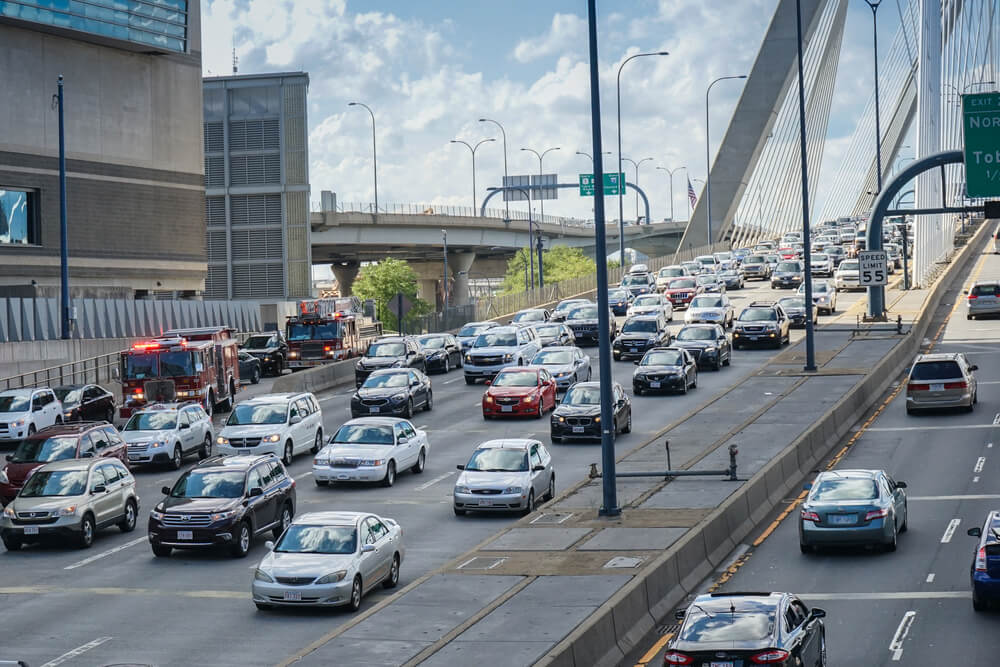 Cars in Boston traffic