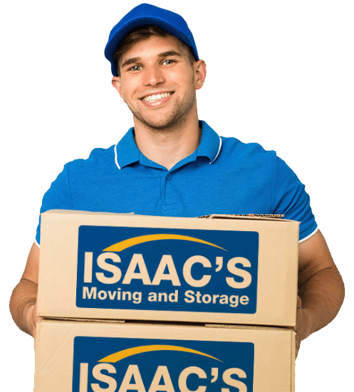 Man holding storage boxes